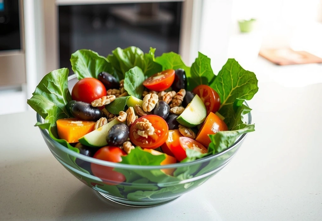 Frische Salatschüssel mit verschiedenen Zutaten
