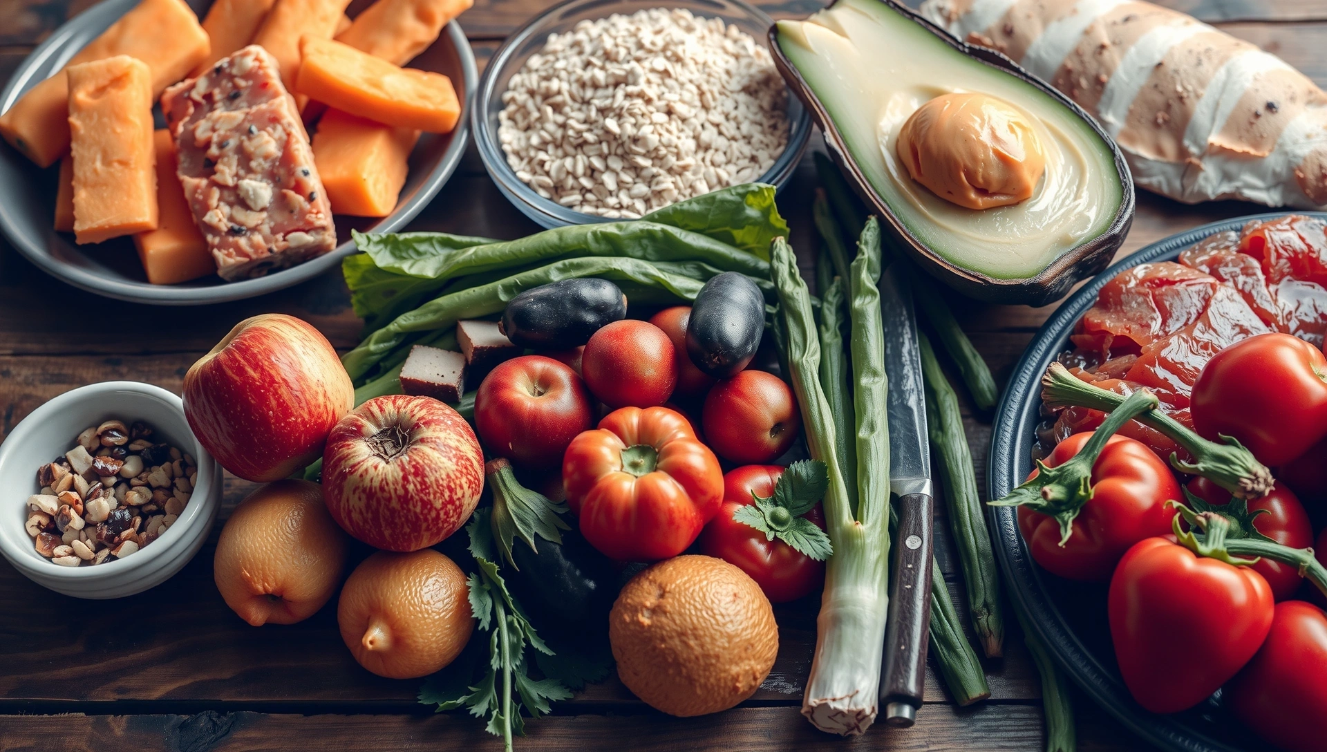 Hintergrundbild: Frische Zutaten und gesunde Ernährung